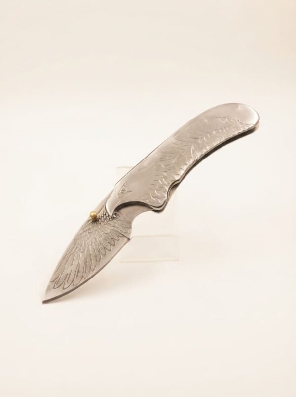 Turquoise Inlay Damascus Folding Knife